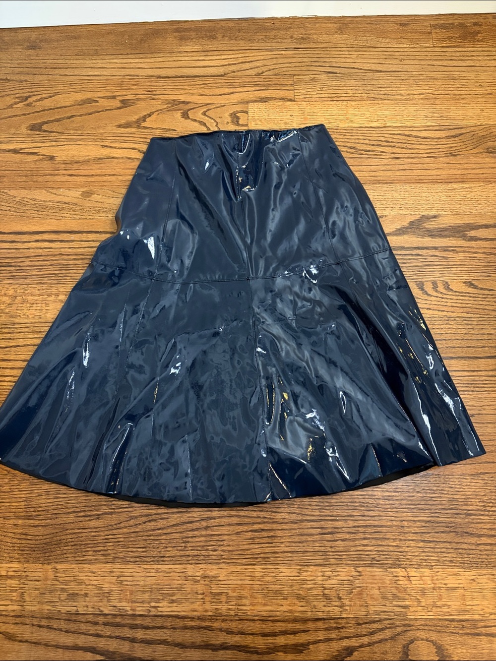 Patent A-Line Skirt in Dark Navy